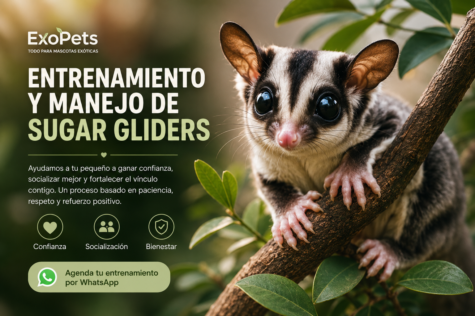 Entrenamiento y manejo de sugar glider en ExoPets
