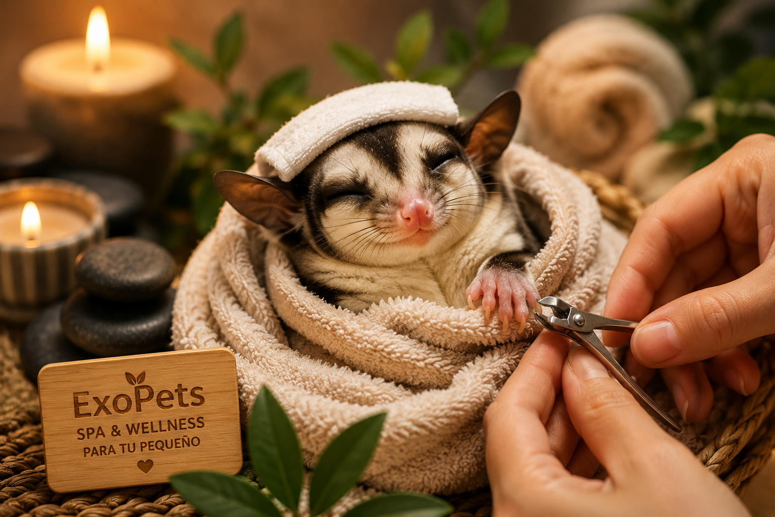Baño y corte de uñas para sugar glider en ExoPets