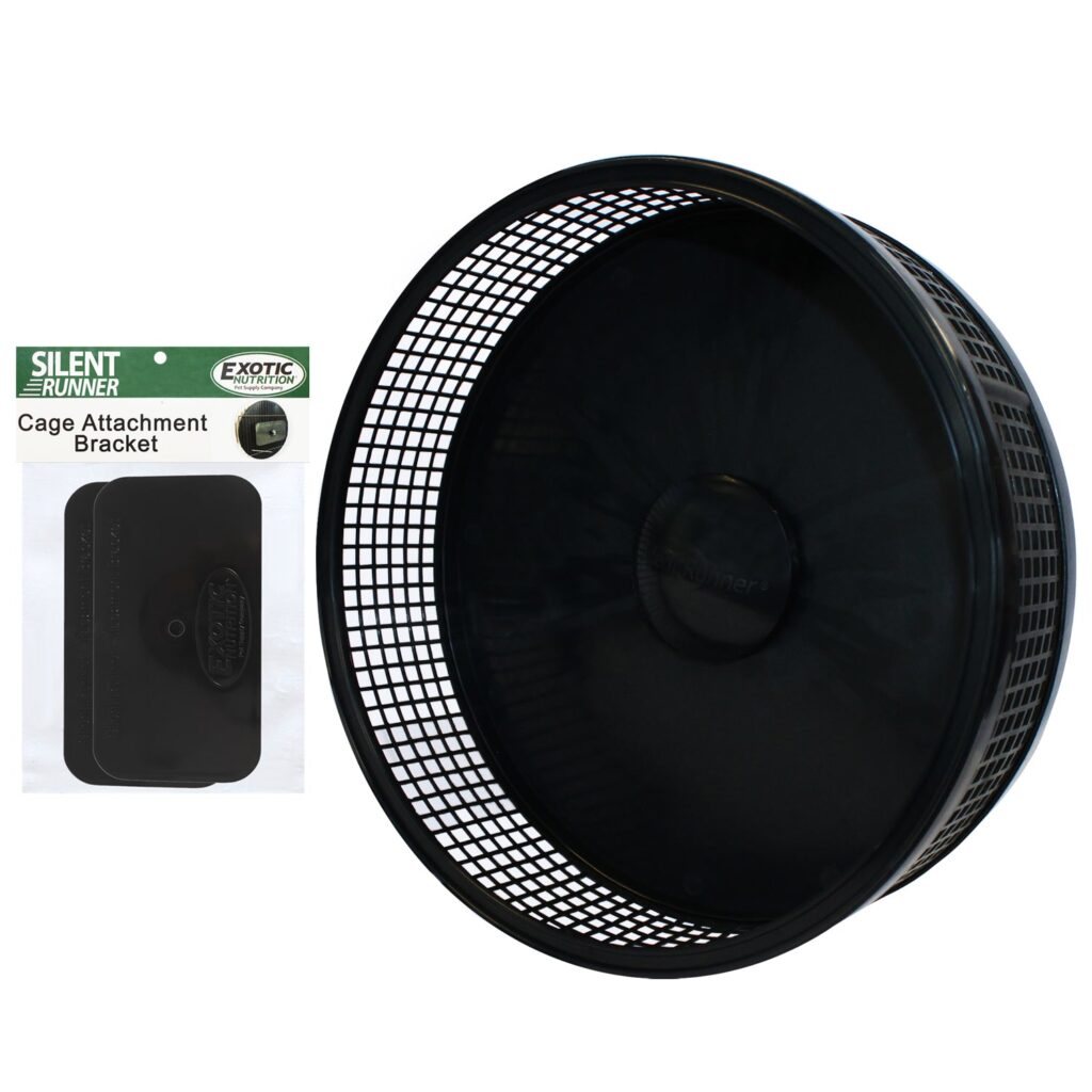 Rueda Silent Runner PRO de 12 pulgadas - Negra con Soporte para Jaula